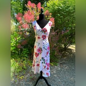 Adrianna Papell Pink Multi-Color V-Neck Flor Mermaid Hem Dress Size 10